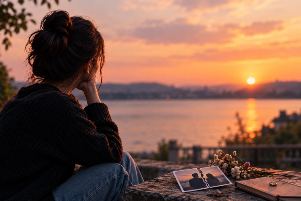 heartbroken person writing a goodbye message after relationship ending