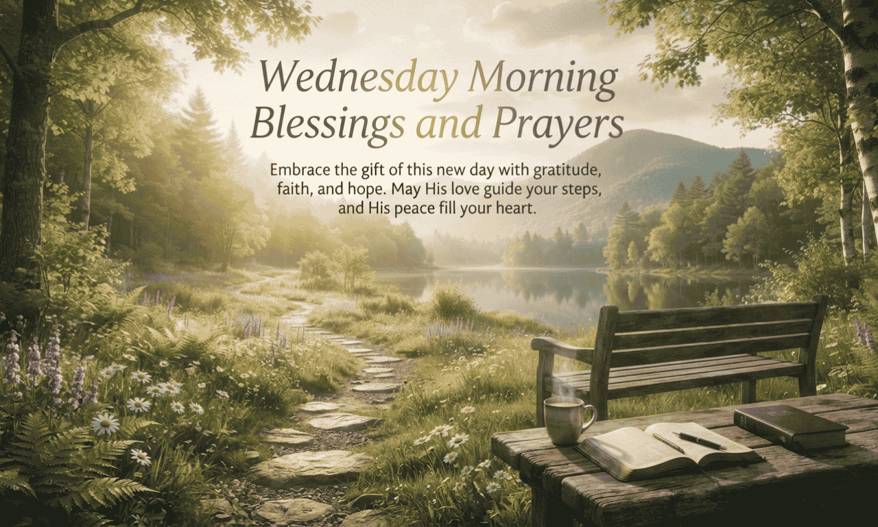 Wednesday morning blessings and prayers with peaceful nature scenery