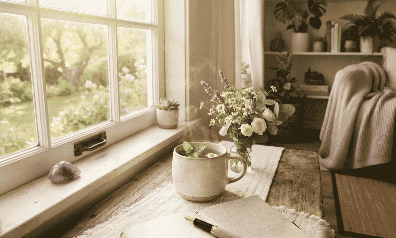 Peaceful Thursday morning blessings with a calm home setting and inspirational atmosphere
