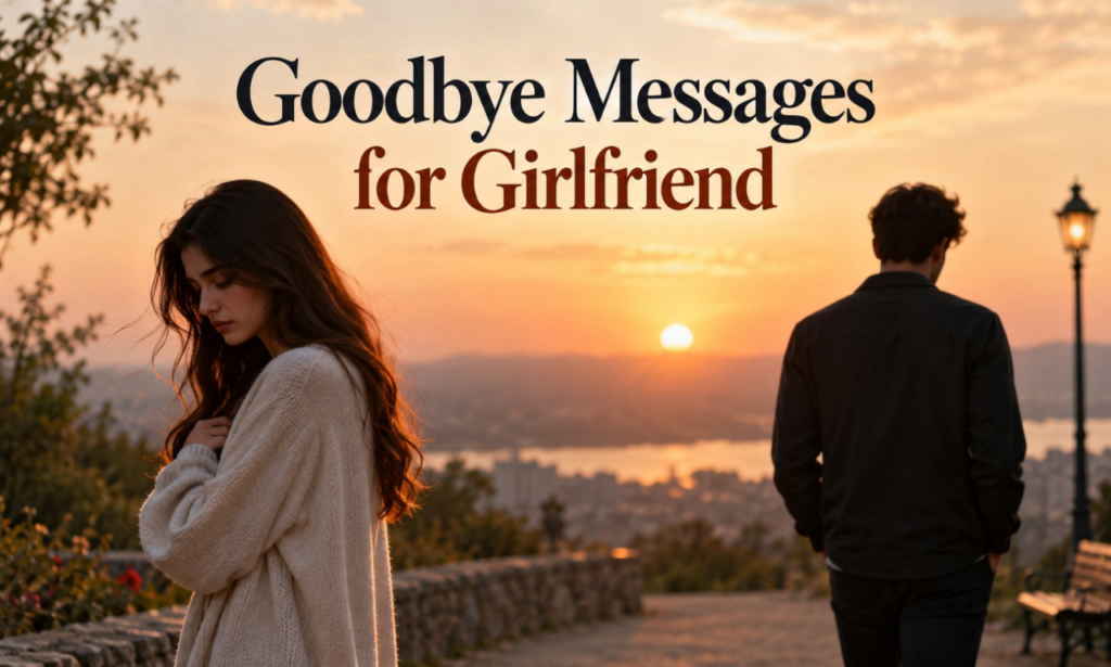 Goodbye messages for girlfriend with an emotional sunset farewell scene