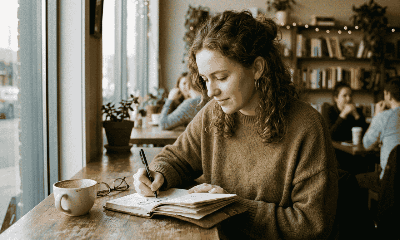 Saturday prayer images and spiritual quotes with a peaceful woman journaling beside coffee